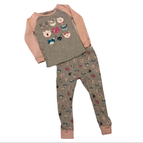 Wonder Nation Girls Kitty Pajamas Set - Picture 2 of 5